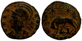 Constantinus I. (306-337 AD). Æ Follis.Romulus and Remus.
17mm 1,36g
Artificial sand patina