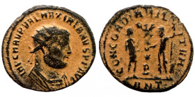 Maximianus. (285-295 AD). Æ Antoninian. Obv: IMP CMA MAXIMIANVS PF AVG. radiate cuirassed bust right. Rev: CONCORDIA 
24mm 10,45g
Artificial sand pa...