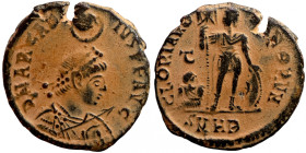 Arcadius (AD 383 - 388). AE Follis
24mm 10,33g
Artificial sand patina