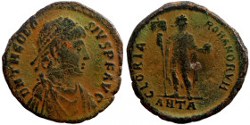 Theodosius I AD 379-395. follis
16mm 3,10g
Artificial sand patina