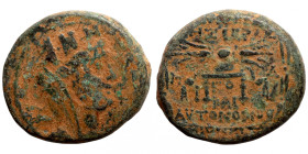 Roman provincial bronze coin
22mm 8,24g
Artificial sand patina