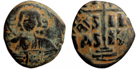Byzantine bronze coin
26mm 7,55g
Artificial sand patina