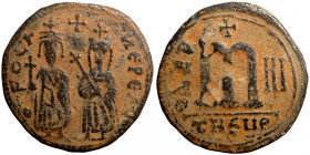 Byzantine bronze coin
26mm 8,22g
Artificial sand patina