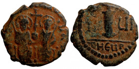 Byzantine bronze coin
17mm 3,04g
Artificial sand patina