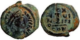 Byzantine bronze coin
23mm 4,35g
Artificial sand patina