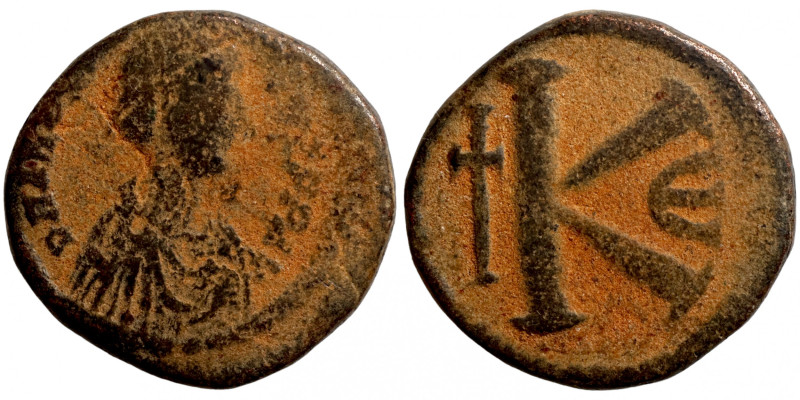 Byzantine bronze coin
18mm 5,53g
Artificial sand patina