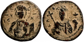 Byzantine bronze coin
18mm 2,67g
Artificial sand patina