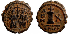 Byzantine bronze coin
17mm 3,18g
Artificial sand patina