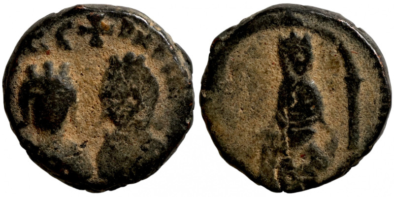 Byzantine bronze coin
12mm 2,12g
Artificial sand patina