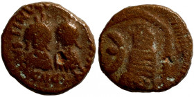 Byzantine bronze coin
11mm 2,18g
Artificial sand patina