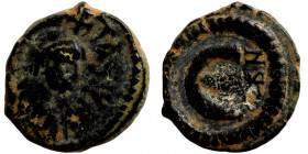 Byzantine bronze coin
13mm 1,80g
Artificial sand patina