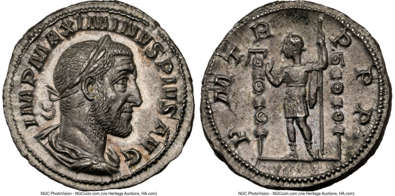 Maximinus I (AD 235-238). AR denarius (19mm, 3.45 gm, 12h). NGC AU 5/5 - 4/5. Ro...