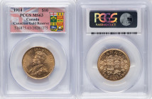 George V gold 10 Dollars 1914 MS63 PCGS, Ottawa mint, KM27, Fr-3. Canadian Gold Reserve. HID09801242017 © 2024 Heritage Auctions | All Rights Reserved...