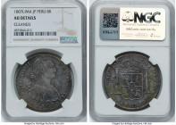 3-Piece Lot of Certified Portrait 8 Reales NGC, 1) Charles IV 8 Reales 1807 LM-JP - AU Details (Cleaned), Lima mint, KM97 2) Ferdinand VII 8 Reales 18...