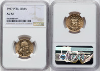 Republic gold Libra 1917 AU58 NGC, Lima mint, KM207, Fr-73. HID09801242017 © 2024 Heritage Auctions | All Rights Reserved