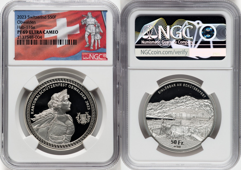 Confederation silver Proof "Obwalden Shooting Festival" 50 Francs 2023 PR69 Ultr...