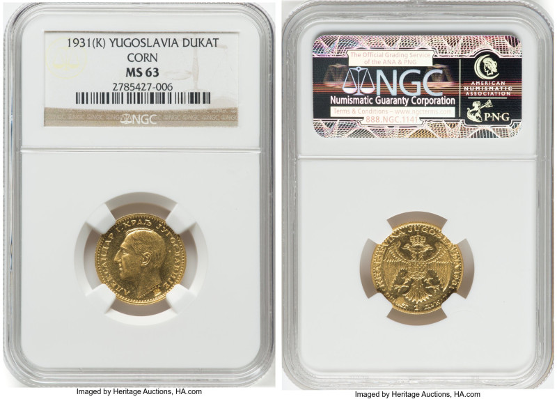 Alexander I gold "Corn Countermarked" Ducat 1931-(k) MS63 NGC, Kovnica mint, KM1...