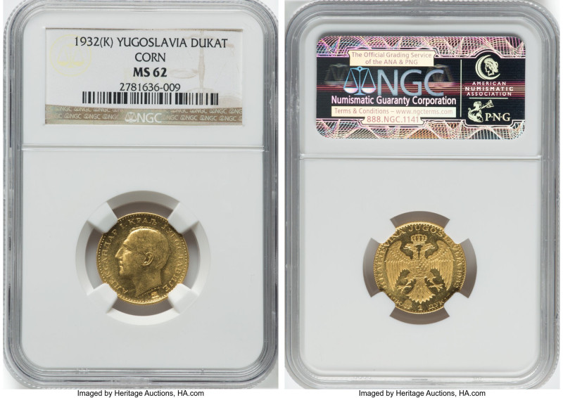 Alexander I gold "Corn Countermarked" Ducat 1932-(k) MS62 NGC, Kovnica mint, KM1...