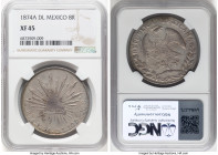 Republic 8 Reales 1874 A-DL XF45 NGC, Alamos mint, KM377, DP-As12. HID09801242017 © 2024 Heritage Auctions | All Rights Reserved