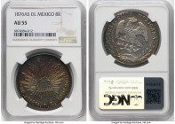 Republic 8 Reales 1876 As-DL AU55 NGC, Alamos mint, KM377, DP-As15. Remarked as "elusive better than Extremely Fine" by Dunigan and Parker, this livel...