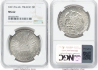 Republic 8 Reales 1891 As-ML MS62 NGC, Alamos mint, KM377, DP-As31. Only 30 examples have been graded in total by both NGC and PCGS. HID09801242017 © ...