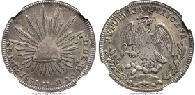 Republic 8 Reales 1831 Ca-MR XF Details (Reverse Damage) NGC, Chihuahua mint, KM377.2, DP-Ca01 (Very Rare). The cap and obverse lettering is unique to...
