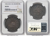 Republic 8 Reales 1852/42 Ca-RG AU50 NGC, Chihuahua mint, KM377.2, DP-Ca23. A scarce date with gentle, uniform wear and an exquisite slate gray patina...