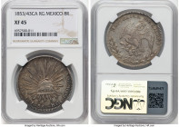 Republic 8 Reales 1853/43 Ca-RG XF45 NGC, Chihuahua mint, KM377.2, DP-Ca24. Very scarce, especially with such an attractive patina and strong obverse ...