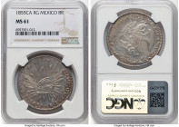 Republic 8 Reales 1855 Ca-RG MS61 NGC, Chihuahua mint, KM377.2, DP-Ca26. A highly appreciable Chihuahua issue that is always a pleasure to witness in ...