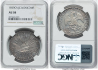 Republic 8 Reales 1859 Ca-JC AU58 NGC, Chihuahua mint, KM377.2, DP-Ca32. A visually captivating representative at the cusp of a Mint State assignment,...