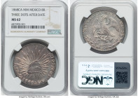Republic 8 Reales 1868 Ca-MM MS62 NGC, Chihuahua mint, KM377.2, DP-Ca45. Die style of 1840-1868, three dots after date type. An enchanting specimen of...
