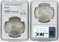 Republic 8 Reales 1870 Ca-MM MS63 NGC, Chihuahua mint, KM377.2, DP-Ca47. Immense flash cascades across the fully struck-up devices. HID09801242017 © 2...