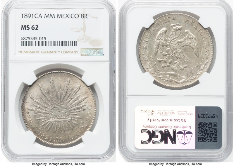 Republic 8 Reales 1891 Ca-MM MS62 NGC, Chihuahua mint, KM377.2, DP-Ca74. HID0980...