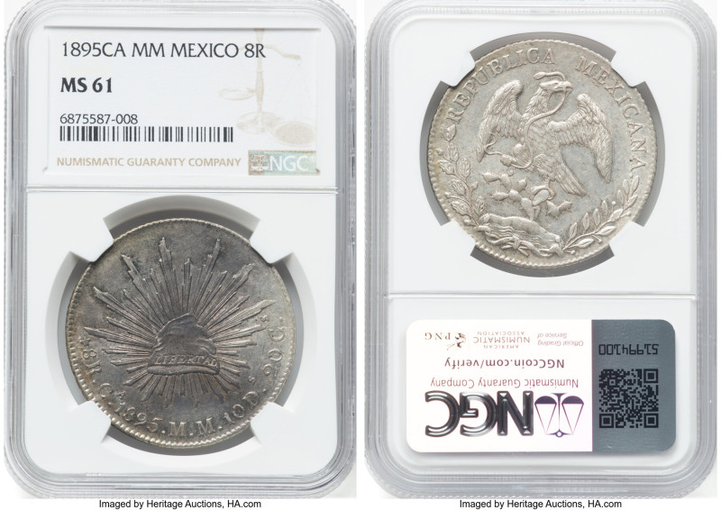 Republic 8 Reales 1895 Ca-MM MS61 NGC, Chihuahua mint, KM377.2, DP-Ca78. HID0980...