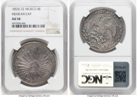 Republic 8 Reales 1853 C-CE AU50 NGC, Culiacan mint, KM377.3, DP-Cn08. Mexican Cap. An interesting Culiacan date with two styles of "Cap" used in prod...