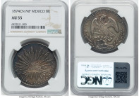 Republic 8 Reales 1874 Cn-MP AU55 NGC, Culiacan mint, KM377.3, DP-Cn30 (Very Scarce). An underrated rarity, according to Resplandores, due to the conf...