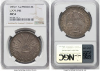 Republic 8 Reales 1885 Cn-AM AU55 NGC, Culiacan mint, KM377.3, DP-Cn47. Local Dies variety. Dunigan-Parker notes this as a "crude" die, being made loc...