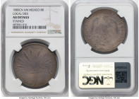 Republic 8 Reales 1885 Cn-AM AU Details (Stained) NGC, Culiacan mint, KM377.3, DP-Cn47. Local Dies. Dunigan-Parker refers to this die as "crude", noti...