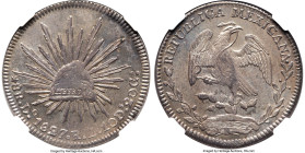 Republic 8 Reales 1827 Do-RL AU55 NGC, Durango mint, KM377.4, DP-Do04. Die style of 1825-1827. A high-quality example of this earlier Durango issue, n...