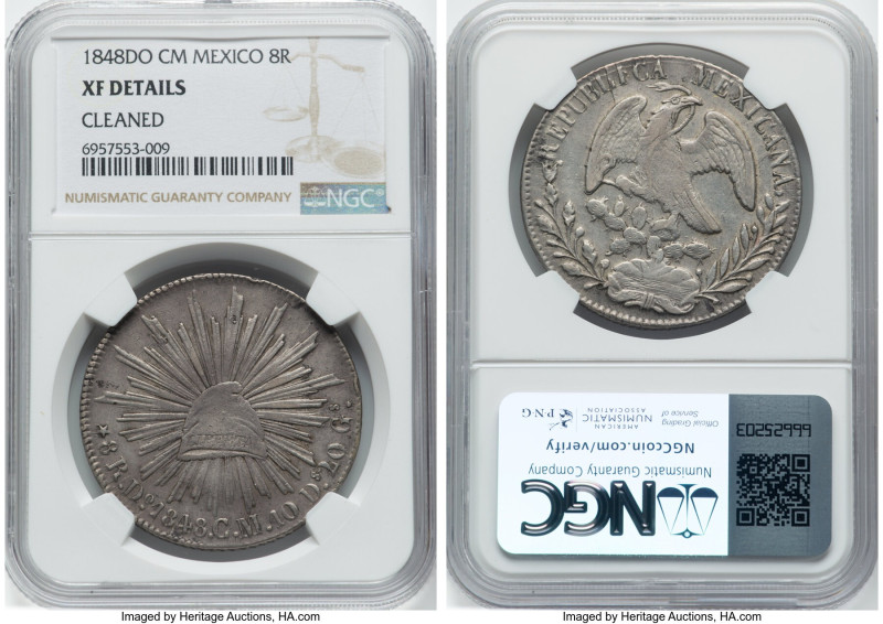 Republic 8 Reales 1848 Do-CM XF Details (Cleaned) NGC, Durango mint, KM377.4, DP...