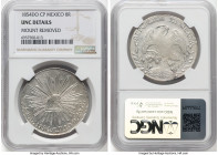 Republic 8 Reales 1854 Do-CP UNC Details (Mount Removed) NGC, Durango mint, KM377.4, DP-Do34. Likely a hoard coin, as the appearance exactly matches t...