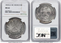 Republic 8 Reales 1843 Ga-MC MS62 NGC, Guadalajara mint, KM377.6, DP-Ga24 (Scarce to Very Scarce). Ample flash, found in the penultimate grade out of ...