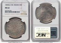 Republic 8 Reales 1844 Ga-MC MS62 NGC, Guadalajara mint, KM377.6, DP-Ga25. An extremely impressive tier of preservation for this date of Guadalajara e...