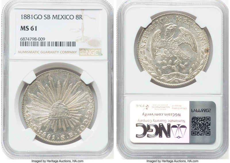 Republic 8 Reales 1881 Go-SB MS61 NGC, Guanajuato mint, KM377.8, DP-Go62. HID098...