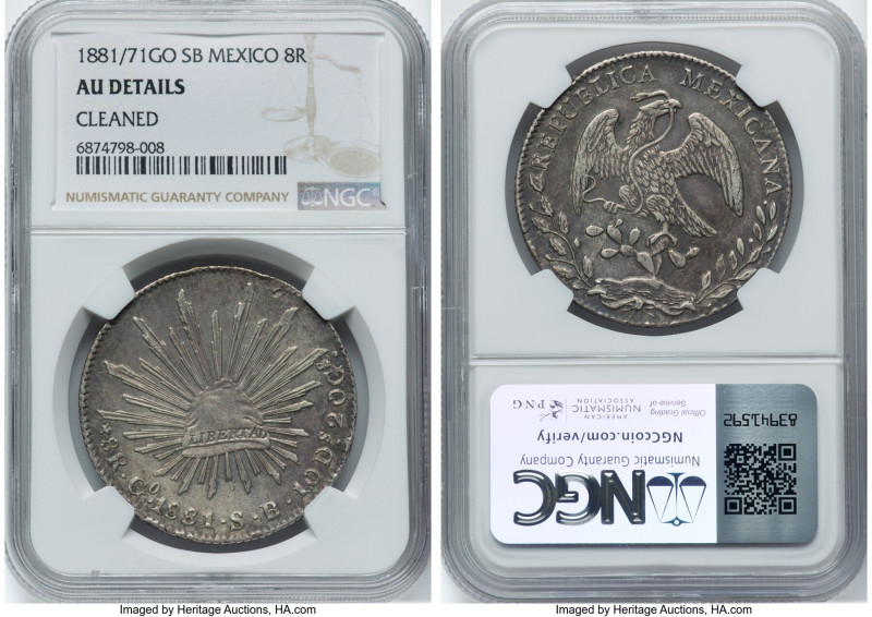 Republic 8 Reales 1881/71 Go-SB AU Details (Cleaned) NGC, Guanajuato mint, KM377...