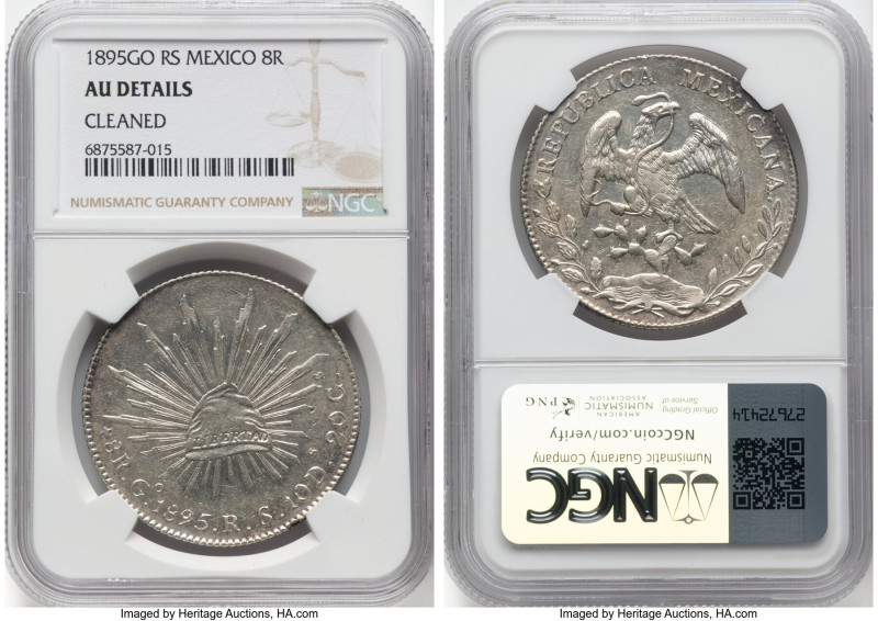 Republic 8 Reales 1895 Go-RS AU Details (Cleaned) NGC, Guanajuato mint, KM377.8,...