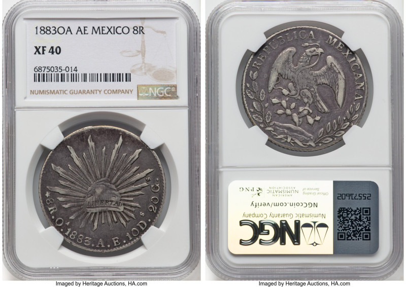 Republic 8 Reales 1883 Oa-AE XF40 NGC, Oaxaca mint, KM377.11, DP-Oa28. HID098012...