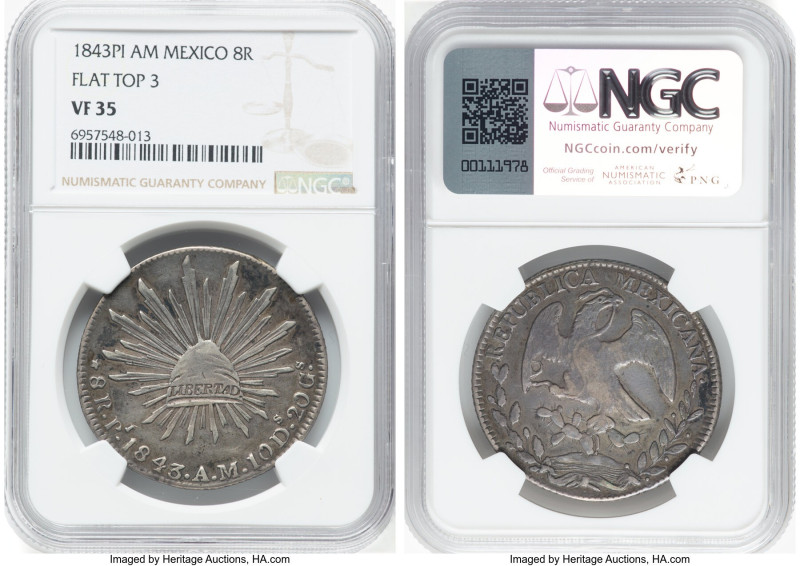 Republic 8 Reales 1843 Pi-AM VF35 NGC, San Luis Potosi mint, KM377.12, DP-Pi20. ...