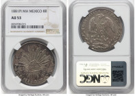 Republic 8 Reales 1881 Pi-MH AU53 NGC, San Luis Potosi mint, KM377.12, DP-Pi70. Corrected Denomination variety. Dunigan-Parker notes that a very inter...