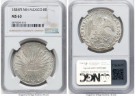 Republic 8 Reales 1884 Pi-MH MS63 NGC, San Luis Potosi mint, KM377.12, DP-Pi73. The highest grade for this type found in this auction, nearing the pea...